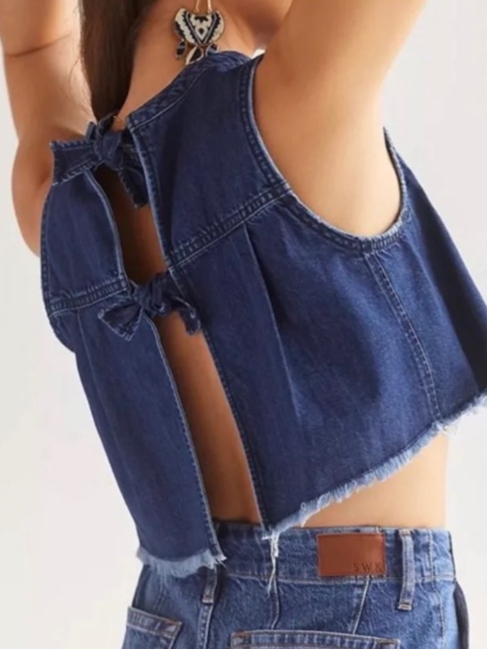 Anthropologie Pilcro Sleeveless Denim Cropped Tank Sz XS
